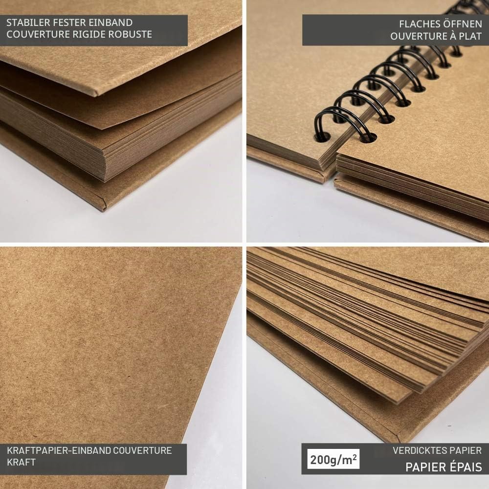Clairefontaine 95430C Heft mit Kraftpapier zum Individualisieren (32 x 24 cm, 40 Blatt, 200 g, Spira