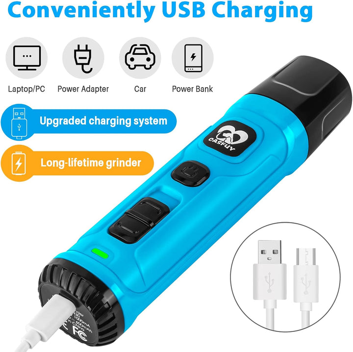 Casfuy Krallenschleifer für Hunde mit 2 LED-Leuchten – 2 Geschwindigkeiten, leiser, leistungsstarker