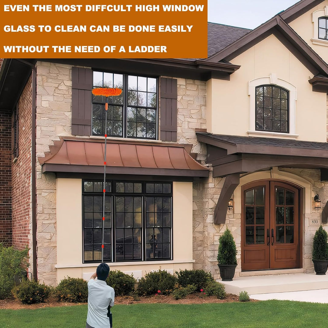 6 m + Reichweite, Fensterreiniger, Staubwedel, 2-in-1, drehbares Fensterreinigungswerkzeug-Set mit 9