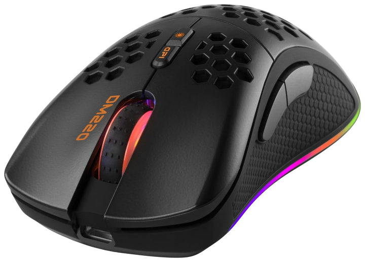 DELTACO GAMING DM220 Gaming-Maus drahtlose optische schwarz 7 Tasten 4800 DPI beleuchtet, wiederaufl