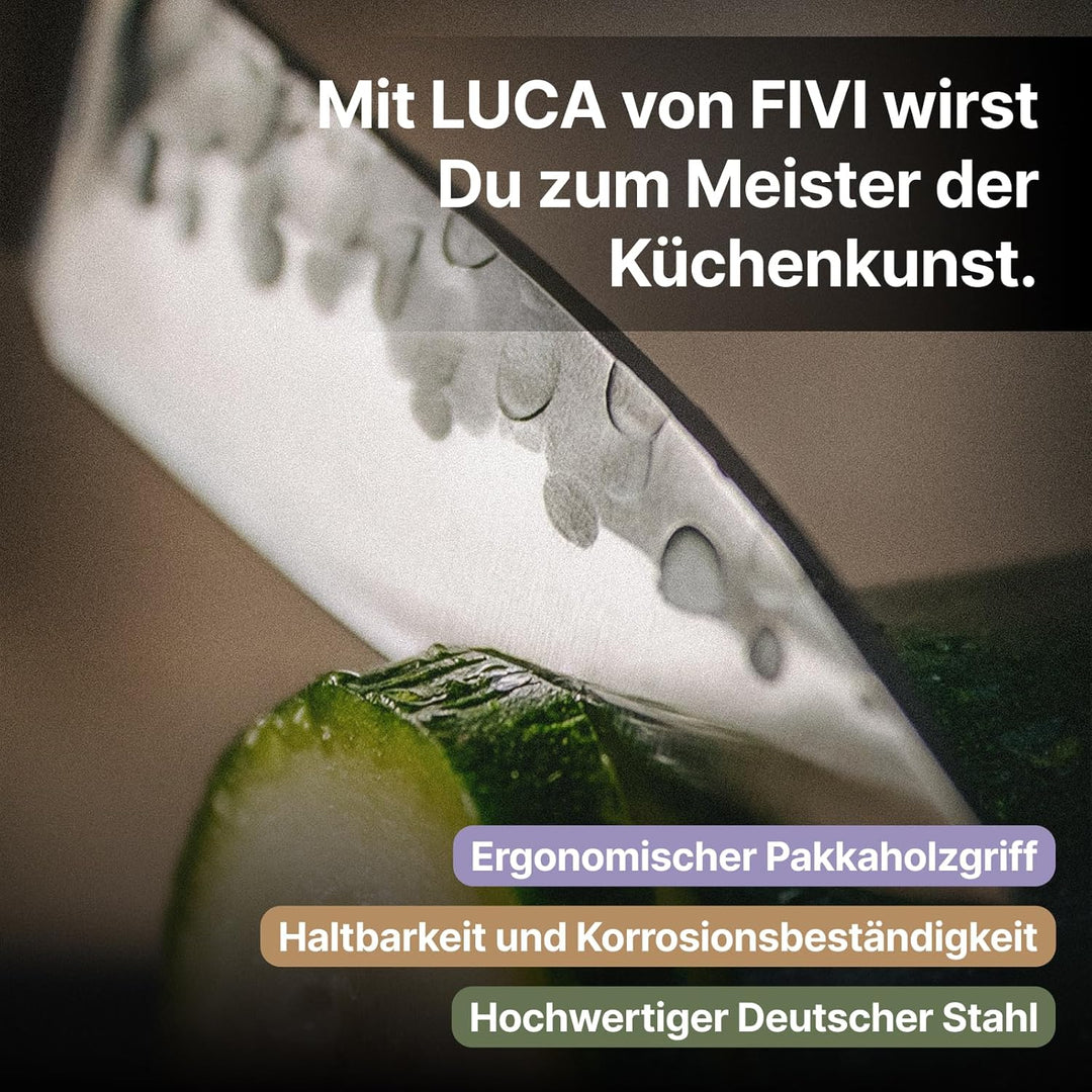FIVI Officemesser LUCA | 9 cm | Kleines Küchenmesser aus deutschem Edelstahl mit Hammerschlag | Pakk