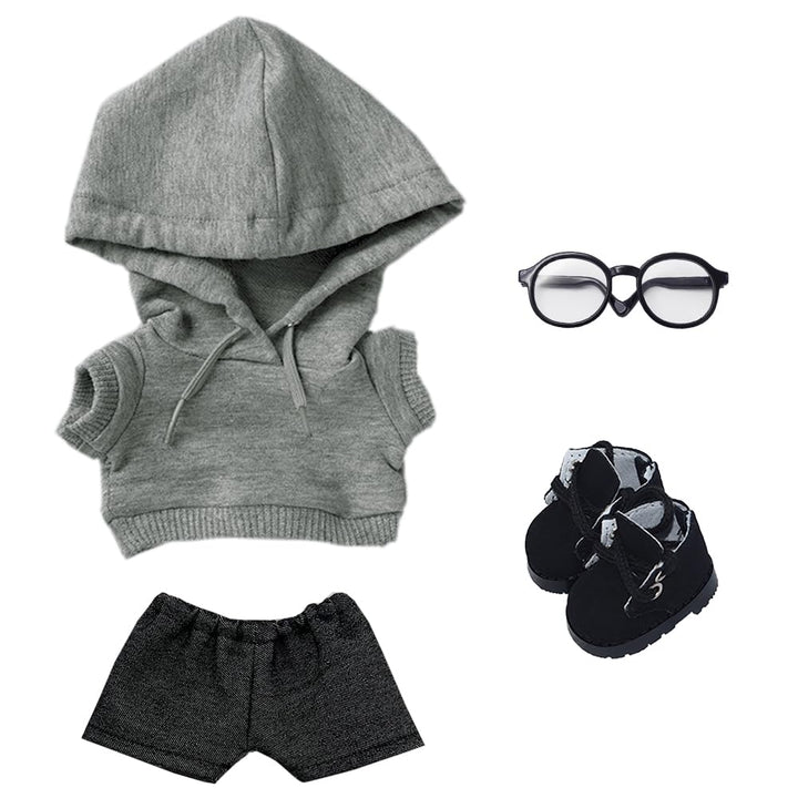 niannyyhouse Lose, solide Kapuzenpullover, Jeans, Brille, hohe Lederschuhe, 10 cm, 15 cm, 20 cm, Plü