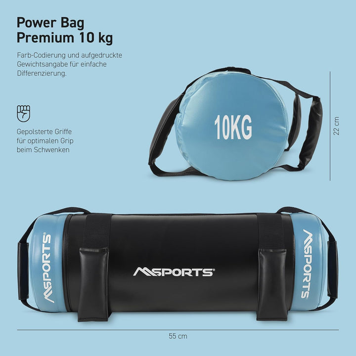 MSPORTS Power Bag Premium 5-30 kg Fitness Bag - Sandsack für Functional Fitness Gewichtssack 10