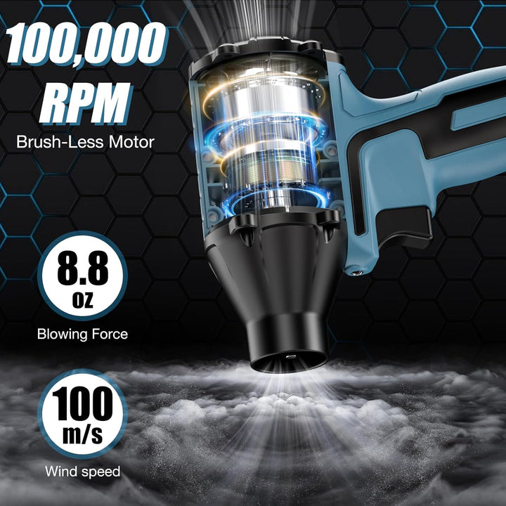Luftgebläse Bürstenloser Hochgeschwindigkeitsmotor Kompatibel mit Makita 18v Akku Luftdüster Laubblä