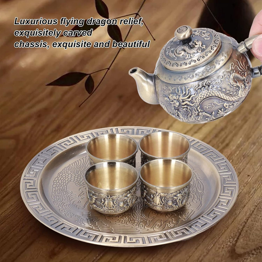 Vintage Coffee Pot Set, Metall Tee Set mit 4 Tassen und Tabletthilfemuster Marokkanischer Teekannens