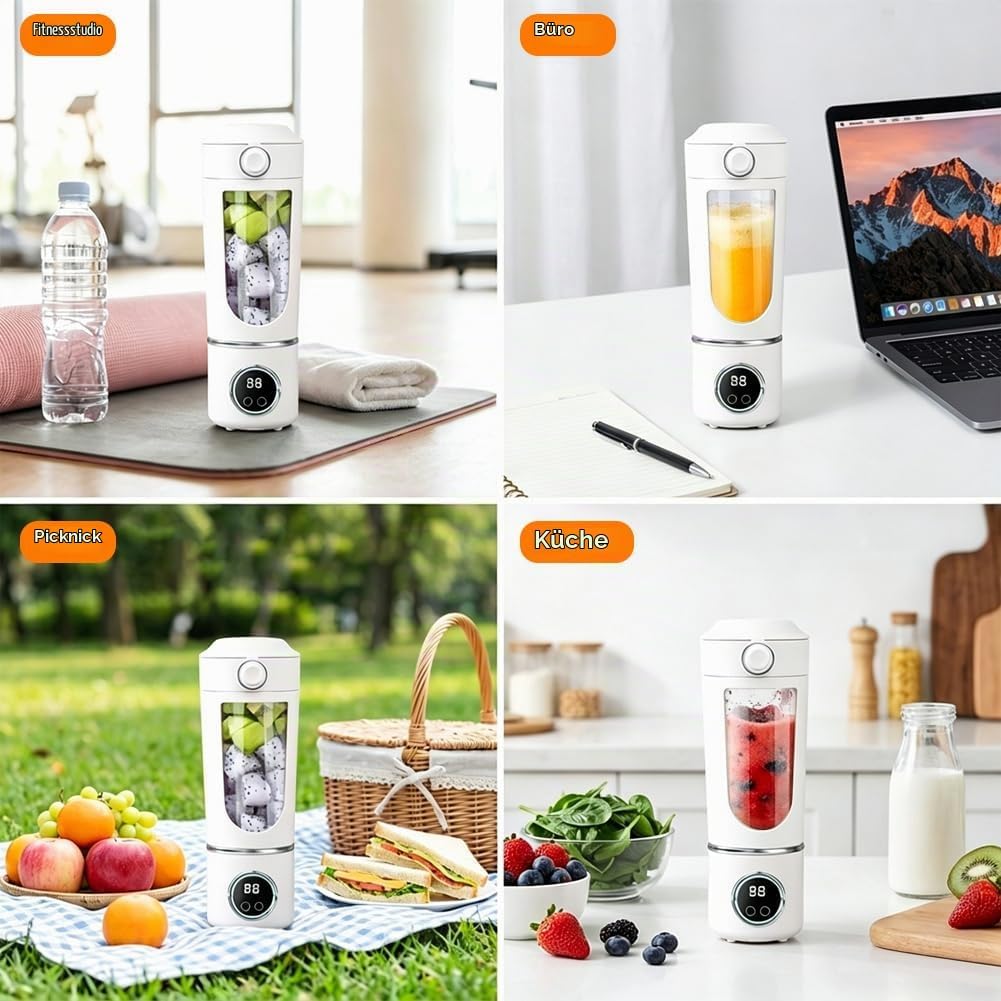 Tragbarer Mixer Smoothie Maker, Mixer to go 700 ml, Typ-C Wiederaufladbar, Becher mit Auslaufsichere