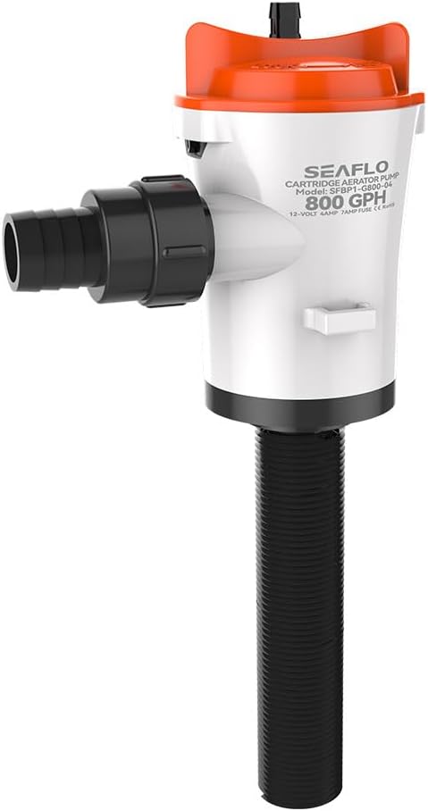 SEAFLO Luftsprudler Livewell Pumpe, 12 V, 800 GPH, tauchfähig, abnehmbare Kartusche (gerade) Straigh