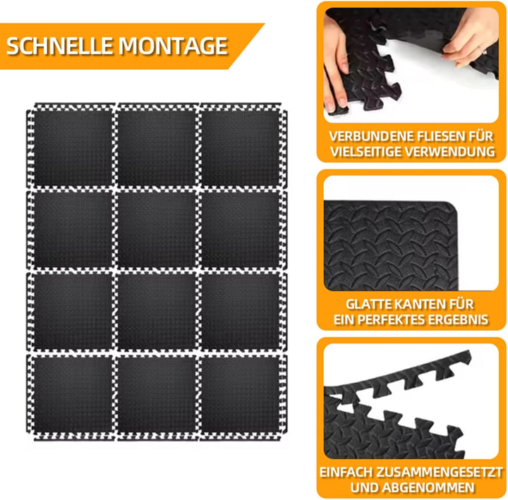 Bodenschutzmatte Puzzlematte 60x60 cm 24/48 Stücke Fitnessmatte Anti-Rutsch Unterlegmatte Trainingsm