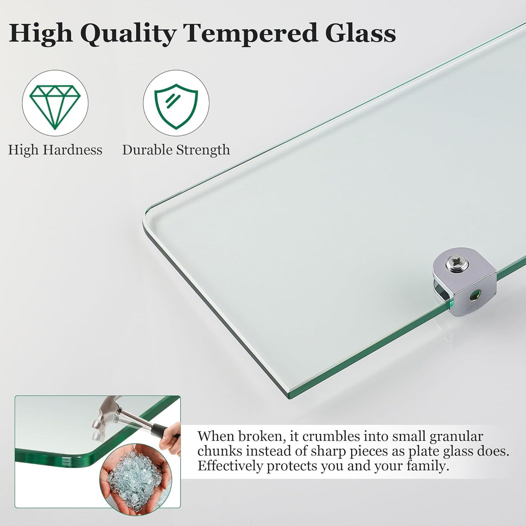 SAYAYO Glasregal Badezimmer, 2PC Badregal Duschablage Glasablage mit 6MM Dicke Wandregal Glas Badreg