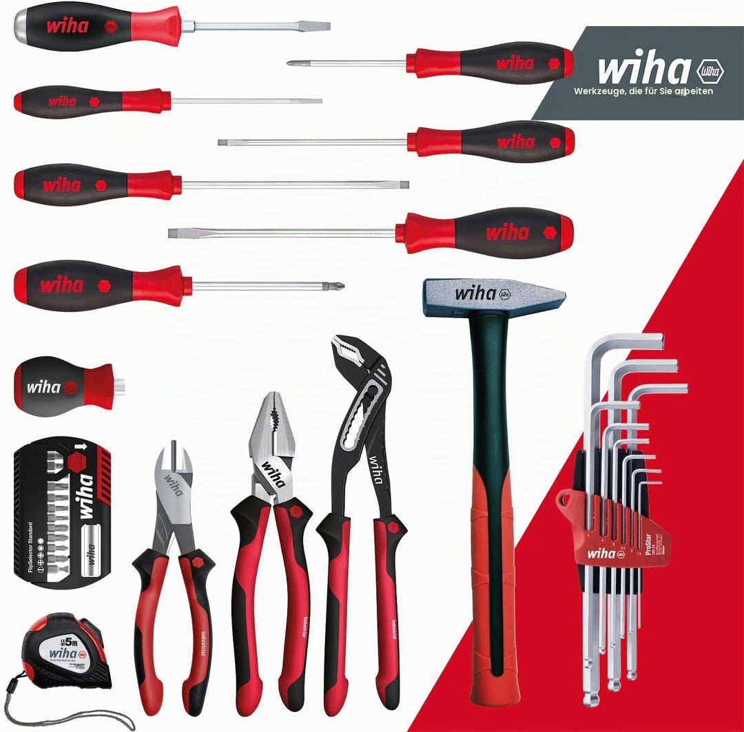 Wiha Lehrlingskoffer Set 36-teilig Basic L mechanic I Werkzeugkoffer gefüllt I Werkzeug Set für Prof
