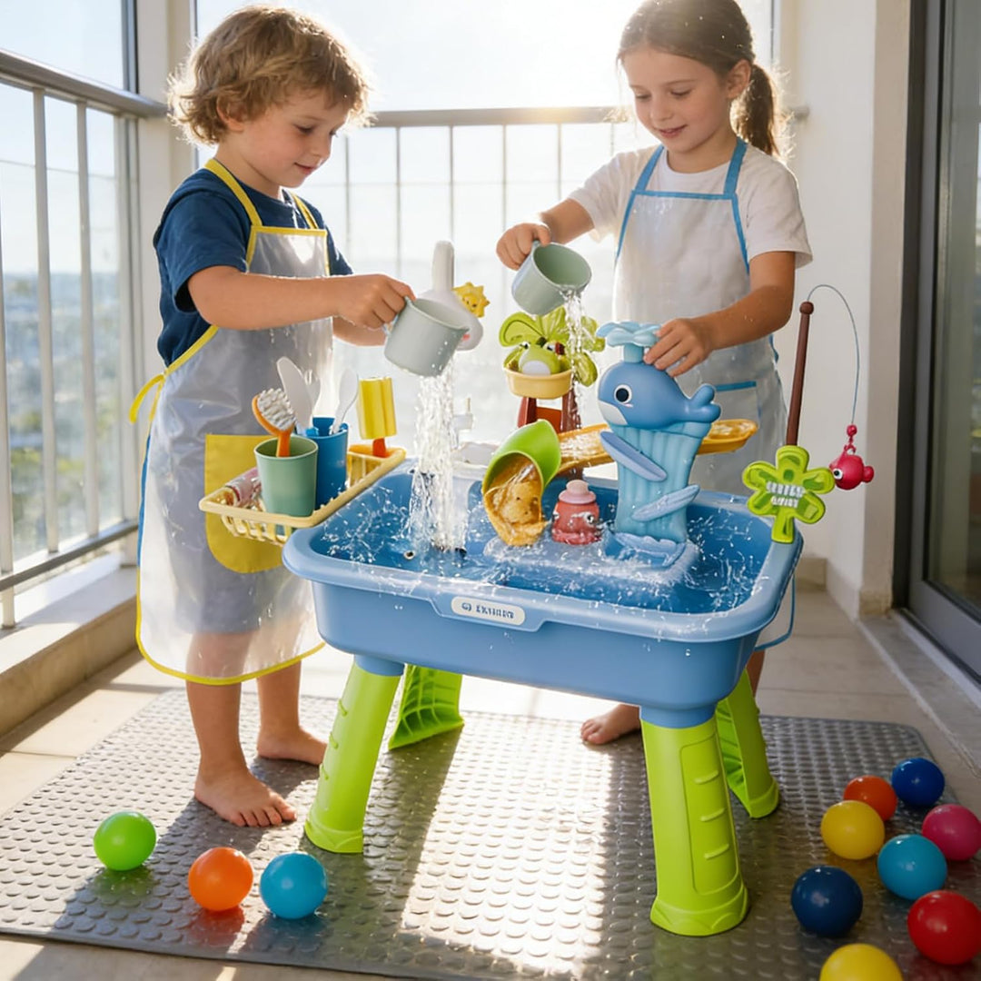 Wassertisch Für Kinder - 4-in-1 Aktivitätstisch Mit Fliessendem Wasser | Sicheres Kunststoffmaterial