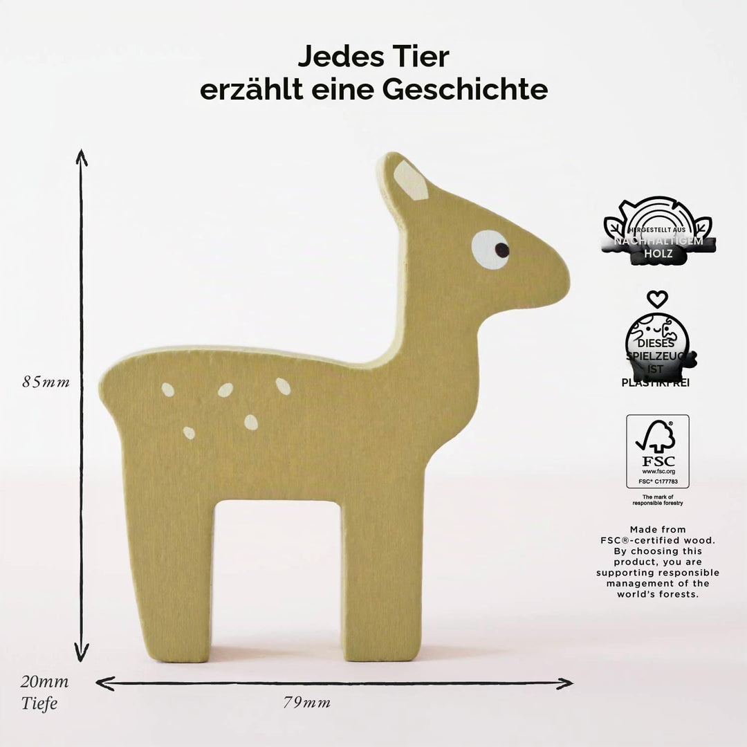 Le Toy Van – Pädagogisches Petilou Stapel- und Balancespiel „Waldtiere“ aus Holz mit Beutel | Tolles