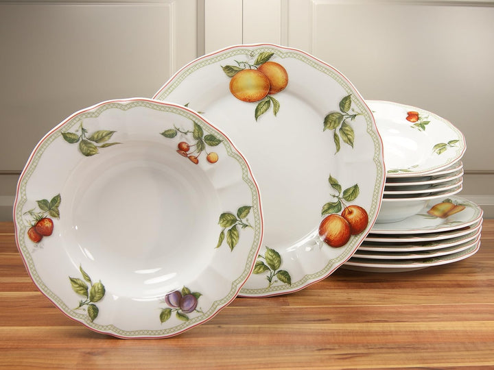 CreaTable 17031, Serie Flora Orchard, Geschirrset Tafelservice 12 teilig Tafelservice 12-tlg, Tafels