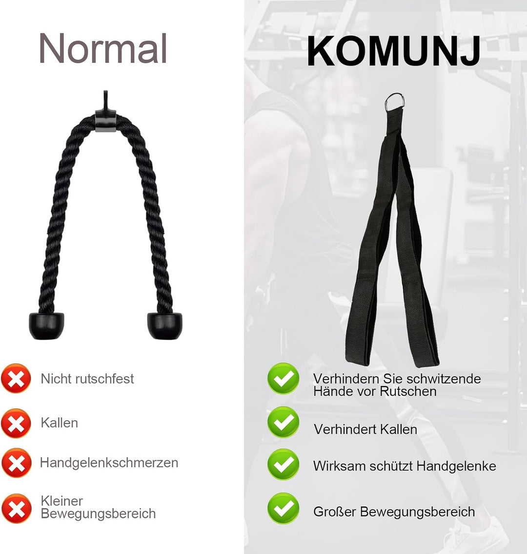 Trizepsseil Kabelbefestigung, Trizeps-Pull-Down-Seil, Extra Langer Arm, Weiss, Vliesstoff, Einheitsg