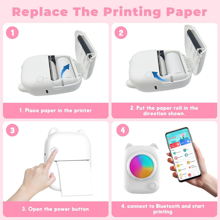 ZZXLOPEZ Mini Drucker, Tragbarer Mini Fotodrucker Thermodrucker Smartphone Taschendrucker, Wireless