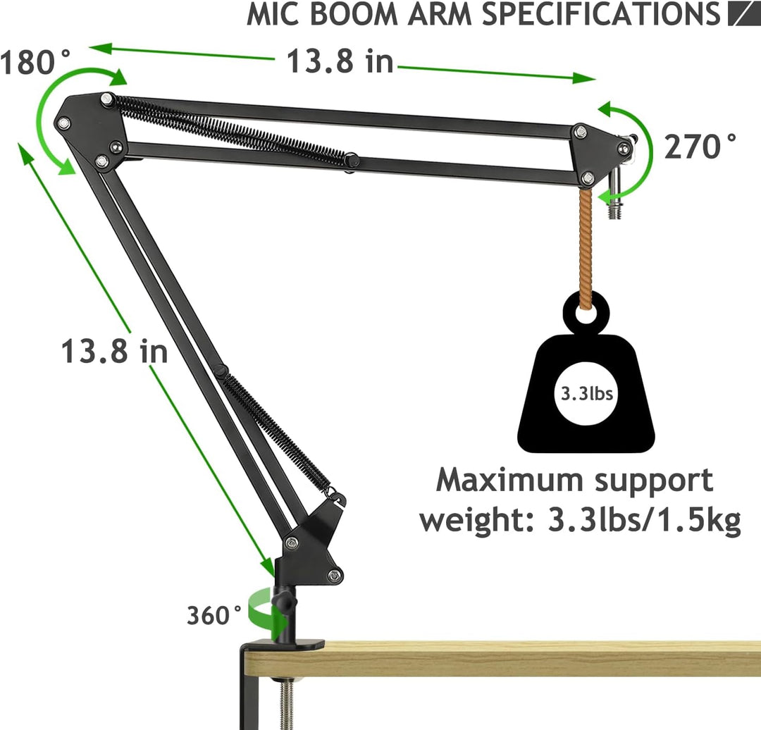 Mikrofon Isolation Schallschutz mit Mikrofonständer & Pop-Filter,Faltbarer Mikrofon Schallschutz für
