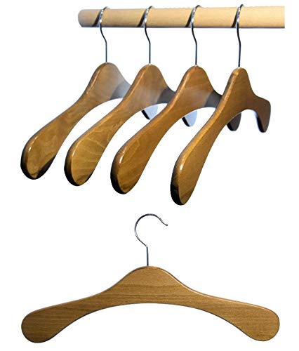 Hagspiel Kleiderbügel aus Holz, Garderobenbügel aus Buchenholz, 5 STK. (Eiche gebeizt) Made in Austr