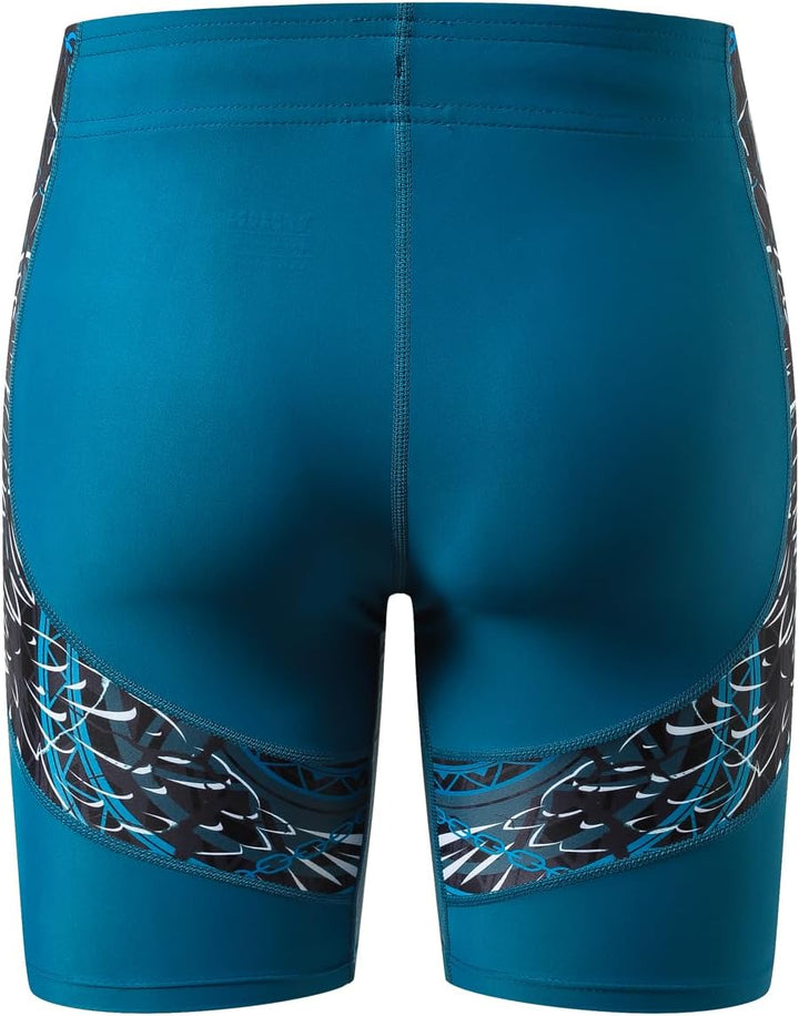 HUGE SPORTS Herren Splice Schwimmhose Kompression Jammer Lang Wilde Serie M Adler Blau, M Adler Blau