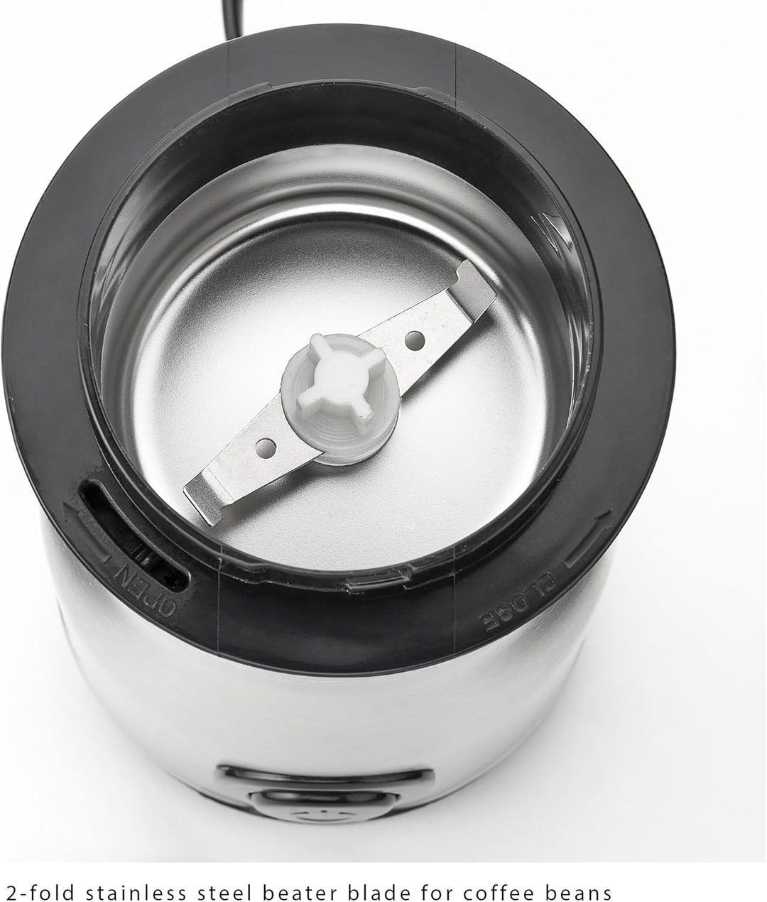 PC-KSW 1093 Kaffeemühle mit Schlagwerk, Edelstahlgehäuse, Sicherheitsschaltung, Edelstahldeckel mit