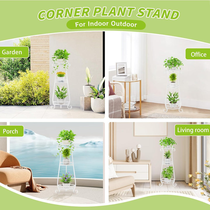 3 Etagen Blumenständer Pflanzenständer Blumenetagere Pflanzenregal aus Metall für grosse Töpfe Indoo
