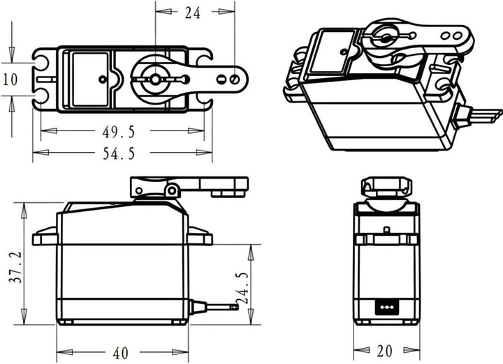 YUNIQUE DEUTSCHLAND Digital Coreless Servomotor DS3235 PRO 7.4V 35KG mit 25T Nocken für Roboter-LKW-