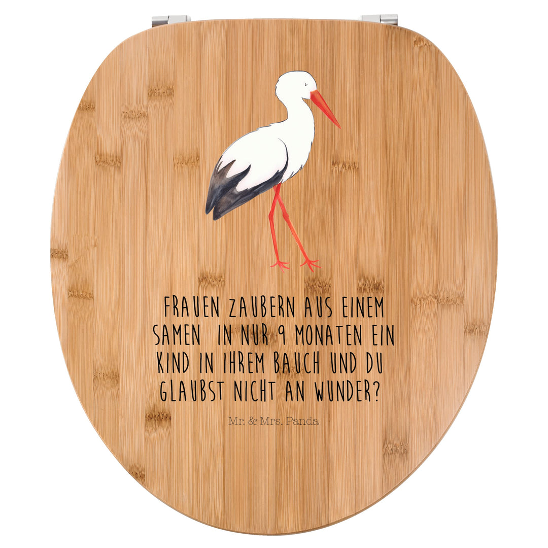 Mr. &amp; Mrs. Panda Motiv WC Sitz Storch - Geschenk, Gute Laune, Schwangerschaft, Klodeckel, WC-Sitz, T