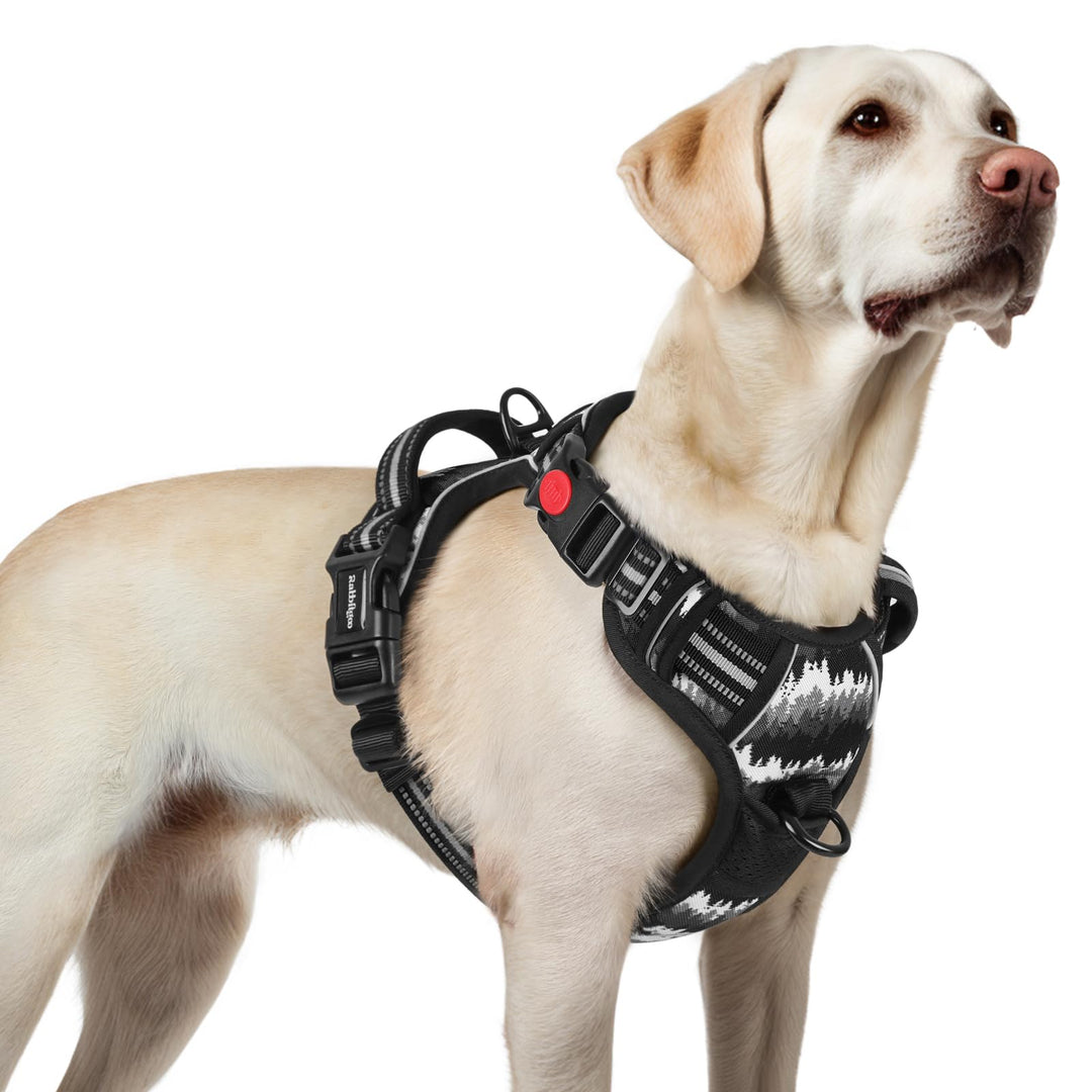 rabbitgoo Hundegeschirr Grosse Hunde Leichtes Anlegen, L, Bergschwarz | Anti Zug, Ohne Kopfdurchzug,