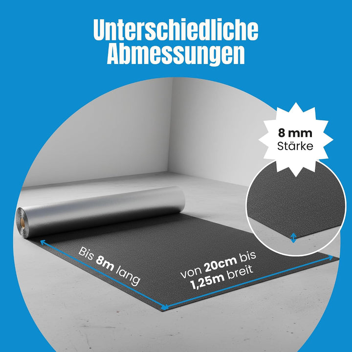 KRAITEC® top alu FiRe Bautenschutzmatte 8mm x 125cm x 8m | schwerentflammbar mit Alutriplexfolienkas