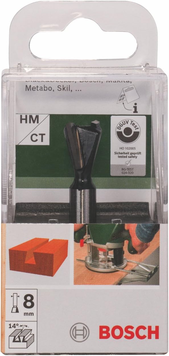 Bosch 2609256621 DIY Zinkenfräser zweischneidig, HartMetall, 14.3 mm, 14°, 8 mm (1)