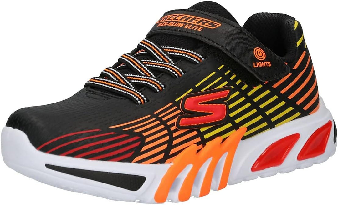 Skechers Herren Flex-Glow Elite Sneaker 21 EU Black Synthetic Trim Orange Yellow Trim, 21 EU Black S