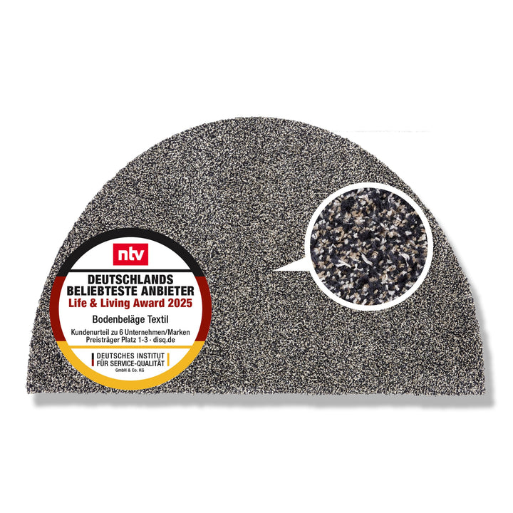 Astra Schmutzfangmatte innen waschbar 50x80 cm halbrund – Sauberlauf anthrazit 100% Baumwolle Türmat