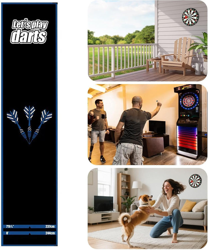 Dartmatte Mit Abwurflinie, Tragbares Dart Matte Boden Schutz rutschfest, Dart Teppich Für Steeldart