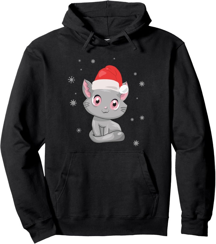 Süsse Weihnachten Kawaii japanische Anime Katze. Weihnachts- Pullover Hoodie