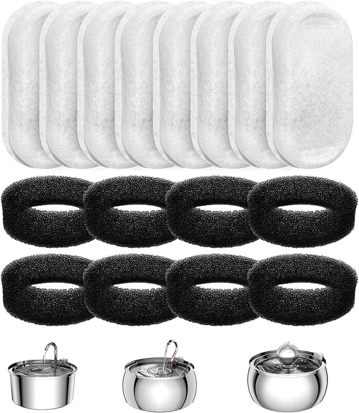 TOMXCUTE Ersatzfilter für Katzenbrunnen 8 Stück Kohlefilter und 8 Stück Schaumfilter 8 Kohlefilter+