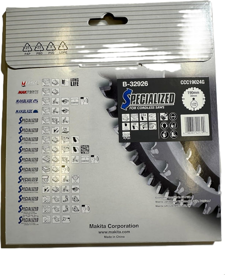 Makita Specialized Saegeblatt, 190 x 30 mm, 24Z, B-32926