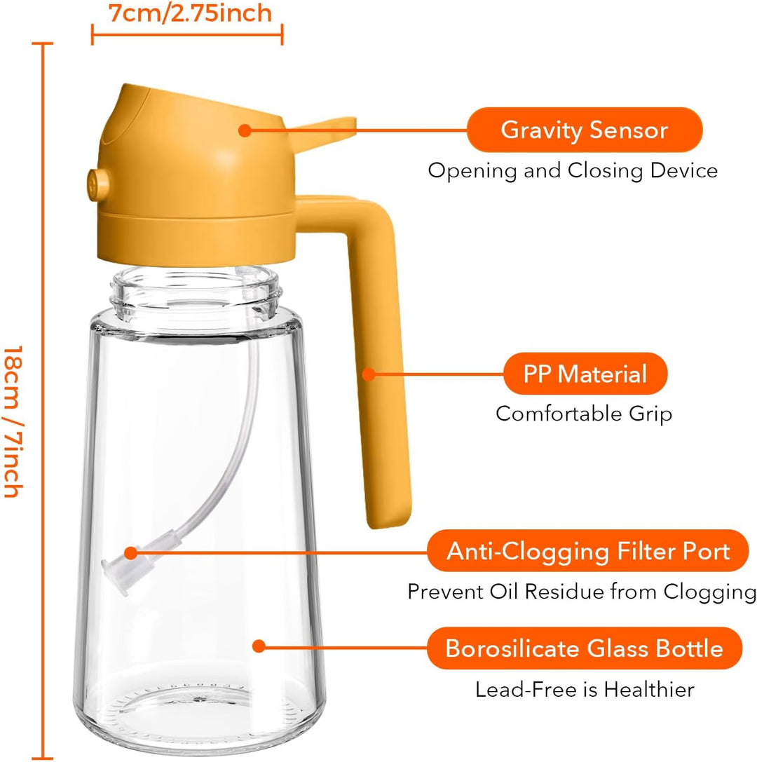 YARRAMATE 2 Stück 2 In 1 Sprühgerät für Speiseöl, 470 Ml Sprühflasche, Lebensmittelecht, Speiseölspr