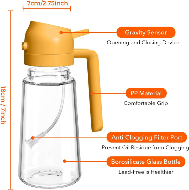 YARRAMATE 2 Stück 2 In 1 Sprühgerät für Speiseöl, 470 Ml Sprühflasche, Lebensmittelecht, Speiseölspr