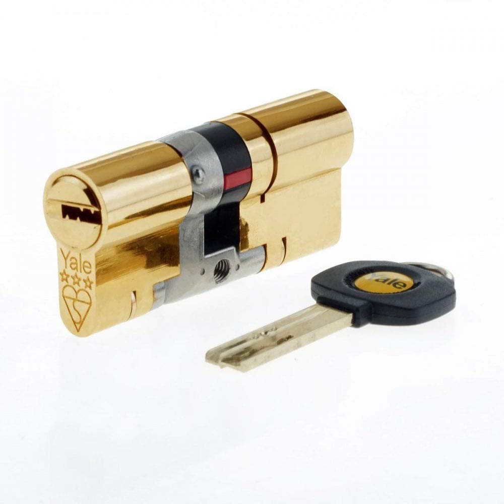 Yale P-YS3-3535B Euro-Zylinder mit 3 Sternen, B-YS3-4040B Doppel (verpackt) 40:40 (80mm) Messing-fin