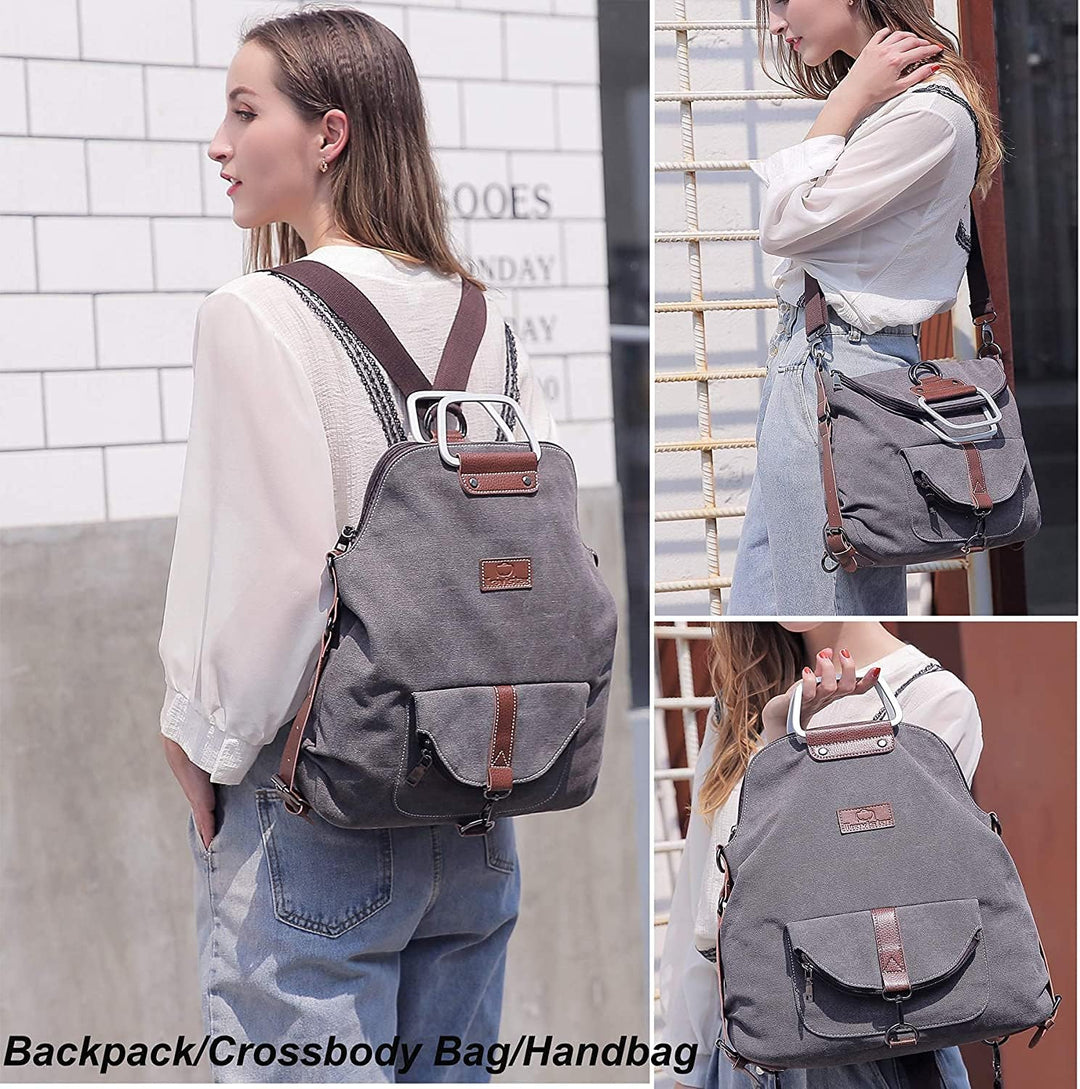 Travistar Rucksack Damen Handtasche Schultertasche Canvas Casual Damen Schultasche Umhängetaschen An