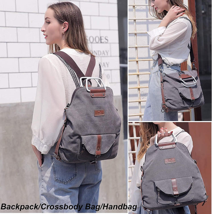 Travistar Rucksack Damen Handtasche Schultertasche Canvas Casual Damen Schultasche Umhängetaschen An