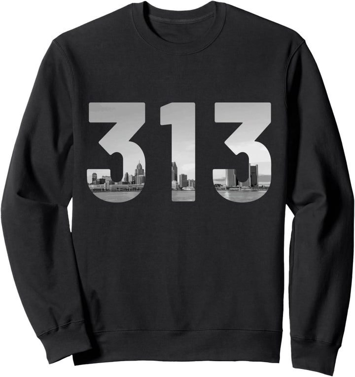 Detroit 313 Vorwahl Skyline Michigan Vintage Sweatshirt