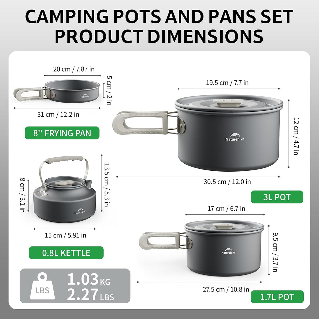 Naturehike Camping Topfset Geschirr Kochgeschirr Set Kochtopf für 2-7 Personen Zum Camping Outdoor W