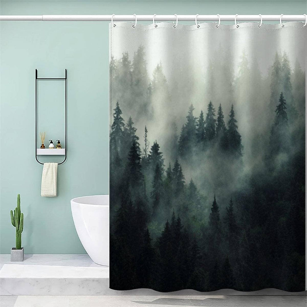 AASIRA Duschvorhang 240x200 Tannenwald Anti-Schimmel Wasserdichter Extra Langer Duschvorhänge mit 12