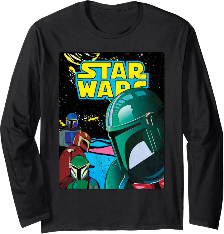 Star Wars The Mandalorian Retro Comic Cover Langarmshirt
