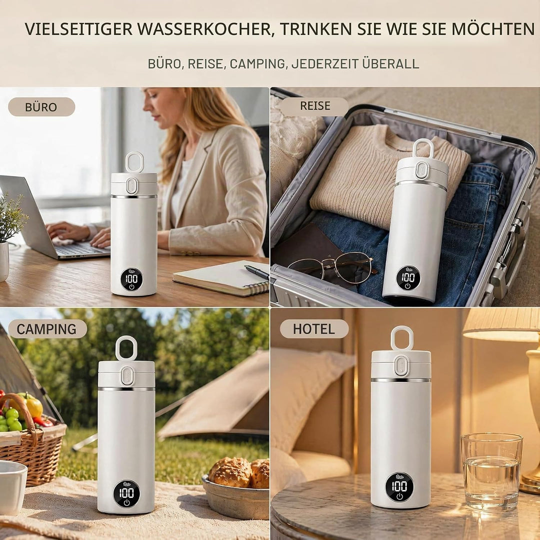 Reisewasserkocher, 450ml Mini Wasserkocher, 12V Elektrischer Reisewasserkocher Klein, Reise Wasserko