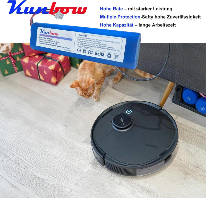 Kunbow 3200mAh Li-Ion Akku, Ersatzakku für Ecovacs Deebot N8, Deebot N8+, Deebot N8 Pro, Deebot N5,