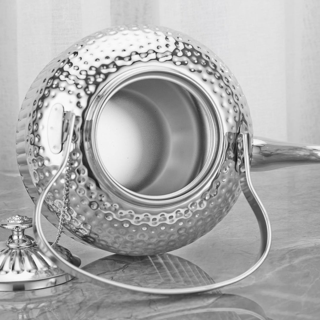 SANQIAHOME® 1,4 Liter Edelstahl-Teekanne mit Siebeinsatz, mit Teesiebgriff,Induktionsgeeignet Silber