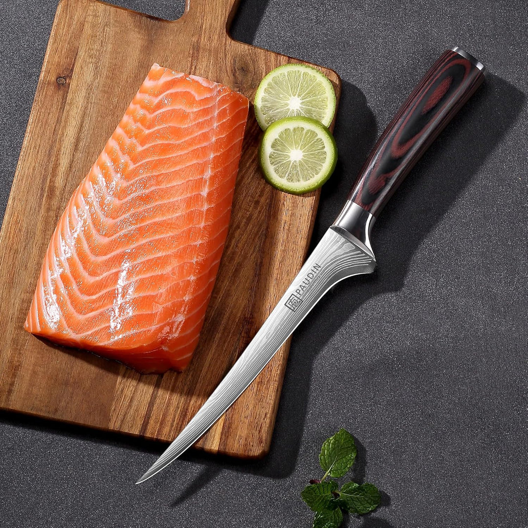 PAUDIN Filetiermesser Fisch 18 cm, Professionelles Küchenmesser Fischmesser, Ausbeinmesser aus Hochw