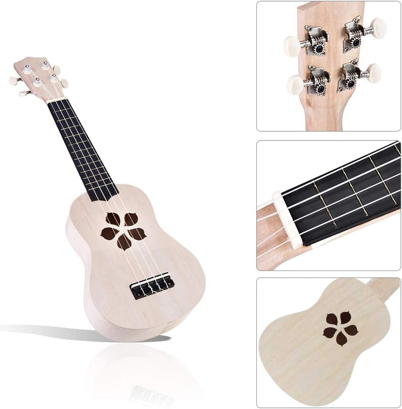 Kinder Ukulele 21 Zoll, Naturholz DIY Ukulele Kit 4-saitige Anfänger Hobby Ukulele Kinder Kindergita