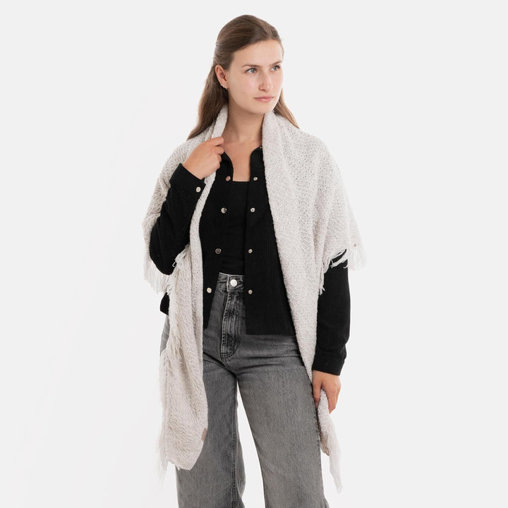 KNIT FACTORY - Dreiecksschal Amber - Damen Strickschal mit Wolle - Umschlagtuch für den Herbst und W